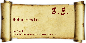 Bőhm Ervin névjegykártya
