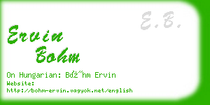 ervin bohm business card